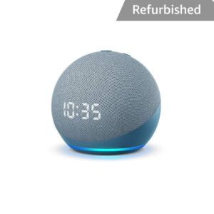 Smart speaker with powerful bass LED display and Alexa (Blue)