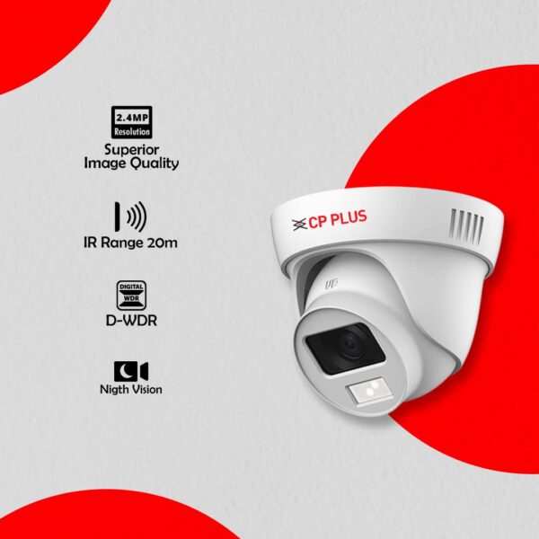 CP PLUS 2.4MP Full Color Guard+ Dome Security Camera | 3.6 mm Fixed Lens | Full-Color Starlight | Built-in Mic | Max 30fps at 2.4MP | Illumination Range of 20 Mtrs, IP67 - CP-GPC-DA24PL2C-SE-0360 - Image 2