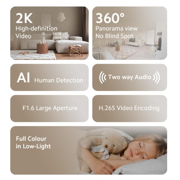 Xiaomi Mi 360° Home Security Camera 2K (1296p)| 2024 New Launch| 3MP High Res| F/1.6 High Aperture for Superior Colors| CCTV Camera for Home| AI Human Detect (No False Alarm)| Talk Back Feature,White - Image 5