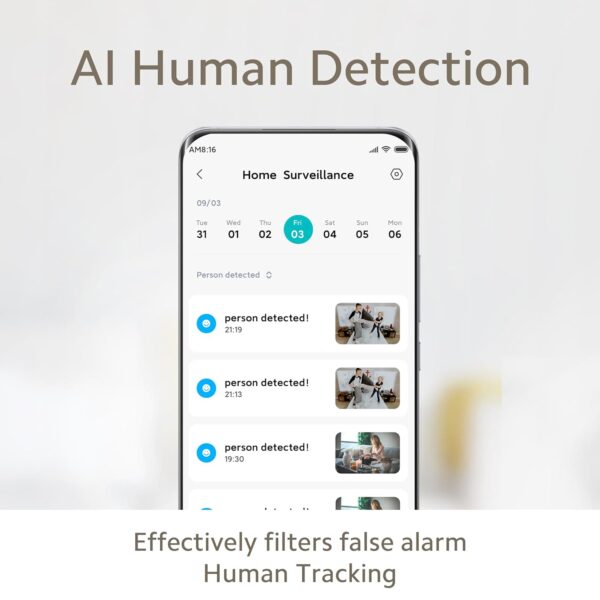 Xiaomi Mi 360° Home Security Camera 2K (1296p)| 2024 New Launch| 3MP High Res| F/1.6 High Aperture for Superior Colors| CCTV Camera for Home| AI Human Detect (No False Alarm)| Talk Back Feature,White - Image 9